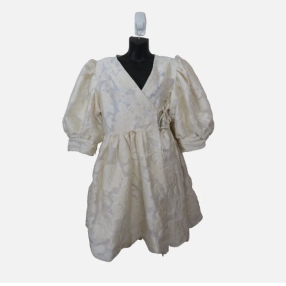 Dream Sister Jane Size Medium Jacquard Wrap Dress Ivory - Picture 1 of 10